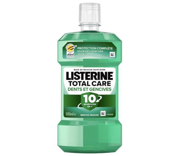 Bain de bouche quotidien total care dents et gencives mente fraîche Listerine - flacon de 500ml - image 1