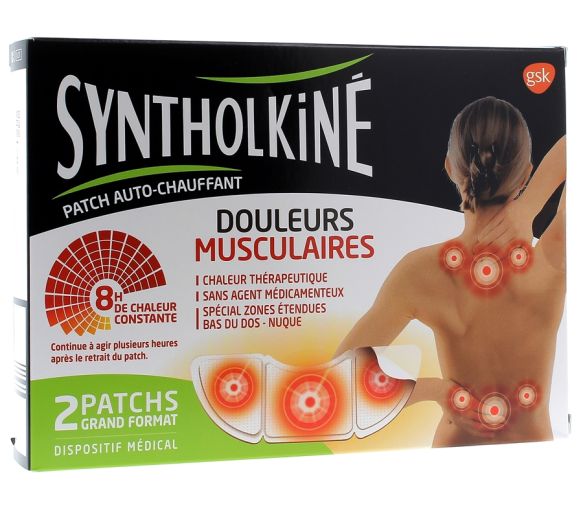 Patch chauffant Syntholkiné pour douleurs musculaires au dos - 2 patchs