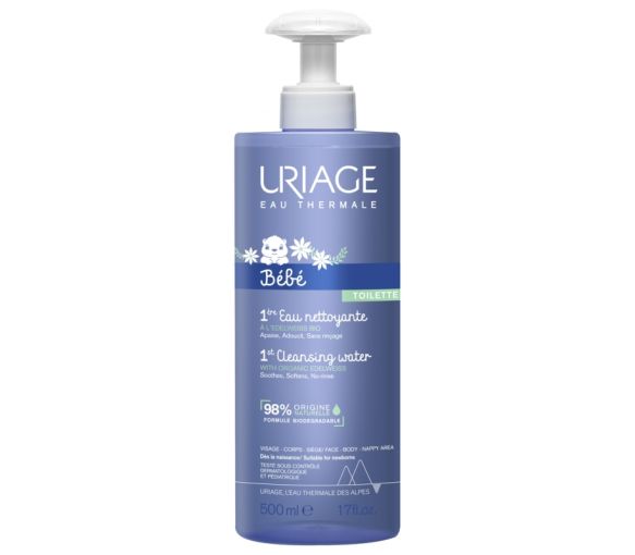 Première eau bébé nettoyante sans rinçage visage et corps Uriage - Flacon 500 ml - image 1