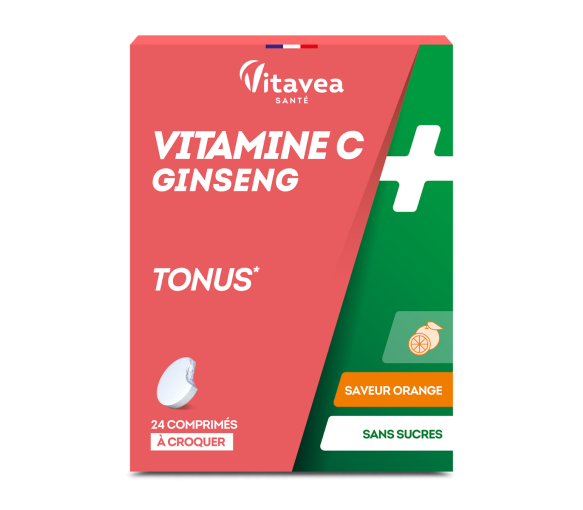 Vitamine C + Ginseng tonus Vitavea - boite de 24 comprimés à croquer