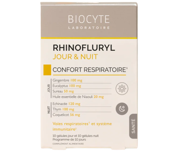 Rhinofluryl confort respiratoire jour&nuit Biocyte - boite de 20 gélules - image 1