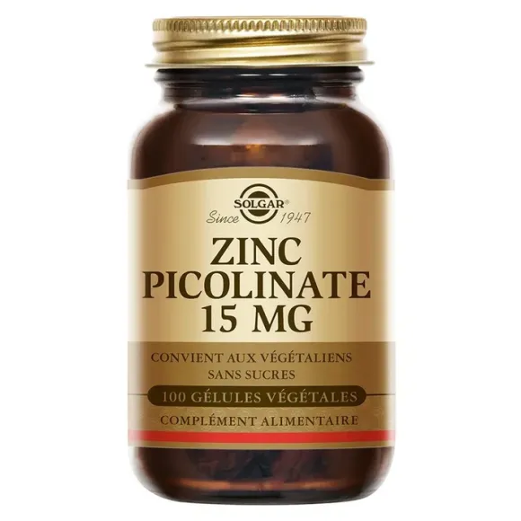 Zinc Picolinate 15mg Solgar - boîte de 100 gélules