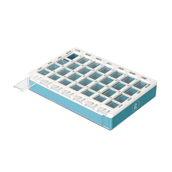 Pilulier hebdomadaire plateau ergonomique Plic care - 28 compartiments