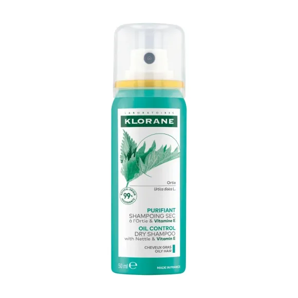 Shampoing sec purifiant à l'ortie & vitamine Klorane - spray de 50ml