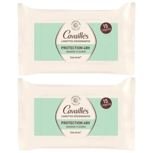 Offre spéciale 2x15 lingettes déodorantes protection 48h Rogé Cavaillès - 2 paquets de 15 lingettes