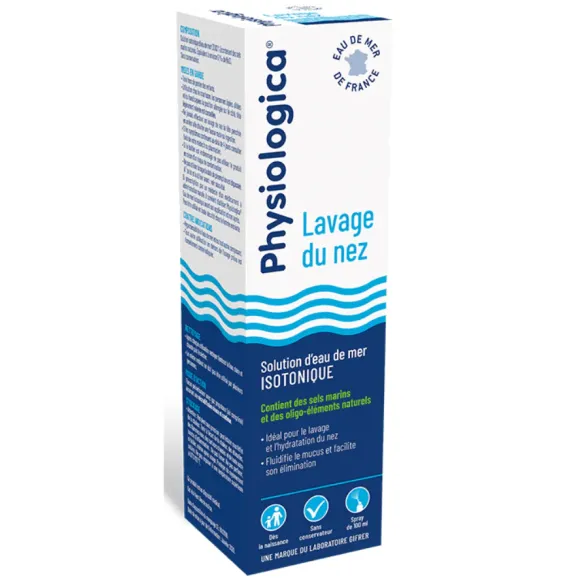Physiologica lavage du nez solution d'eau de mer isotonique Gifrer - spray de 100 ml