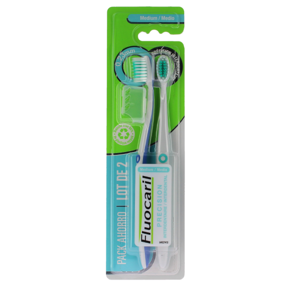 Brosses à dents précision interdentaire medium Fluocaril - lot de 2 brosses à dents 