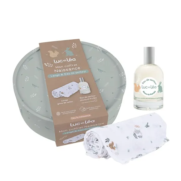 Mon coffret naissance lange et eau de senteur Luc et Léa - coffret de 2 produits