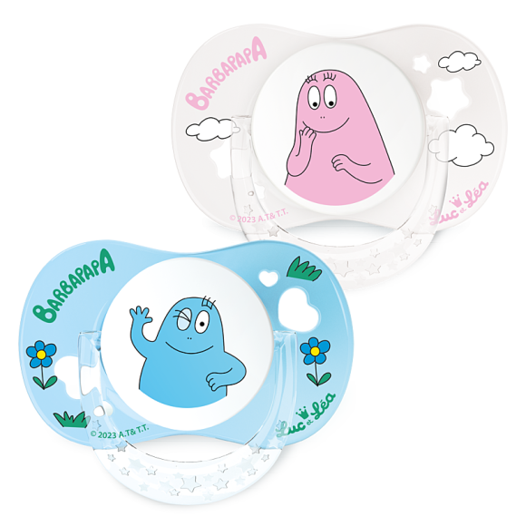 Edition limitée sucette Barbapapa 0-6 mois Luc et Léa - lot de 2 sucettes