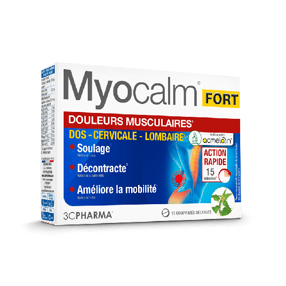 Myocalm Fort douleurs musculaires 3C Pharma - boîte de 15 comprimés sécables