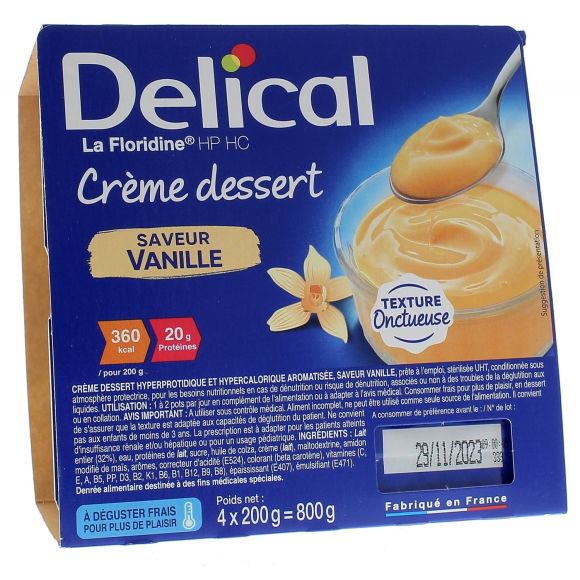Delical Crème dessert HP/HC La Floridine saveur vanille - 4 pots de 200g