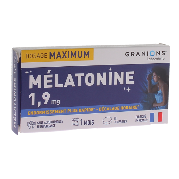 Mélatonine 1,9mg dosage maximum Granions - boite de 30 comprimés