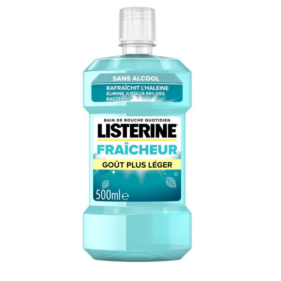 Bain de bouche Fraîcheur sans alcool goût plus léger Listerine - flacon de 500ml