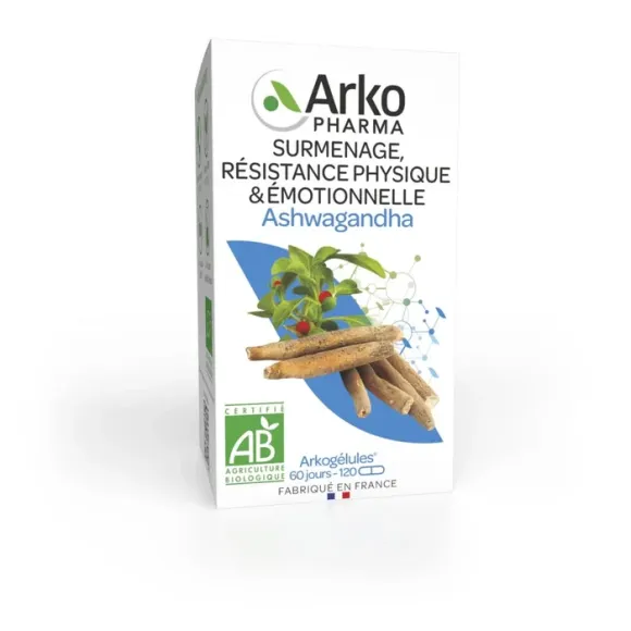 Arkogélules Ashwagandha bio Arkopharma - boîte de 120 gélules