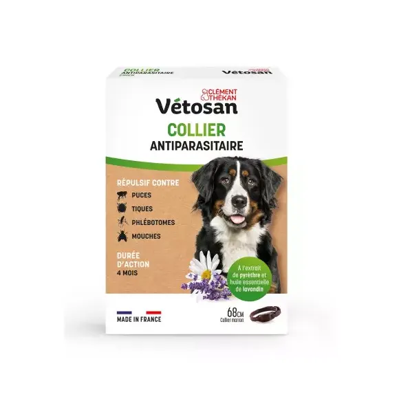 Vétosan Collier antiparasitaire chien Clément Thékan - collier de 68cm