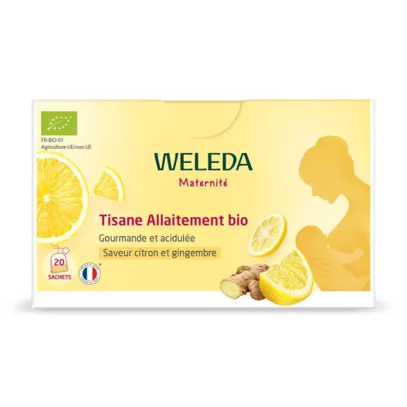 Tisane allaitement bio saveur citron et gingembre Weleda - boîte de 20 sachets 