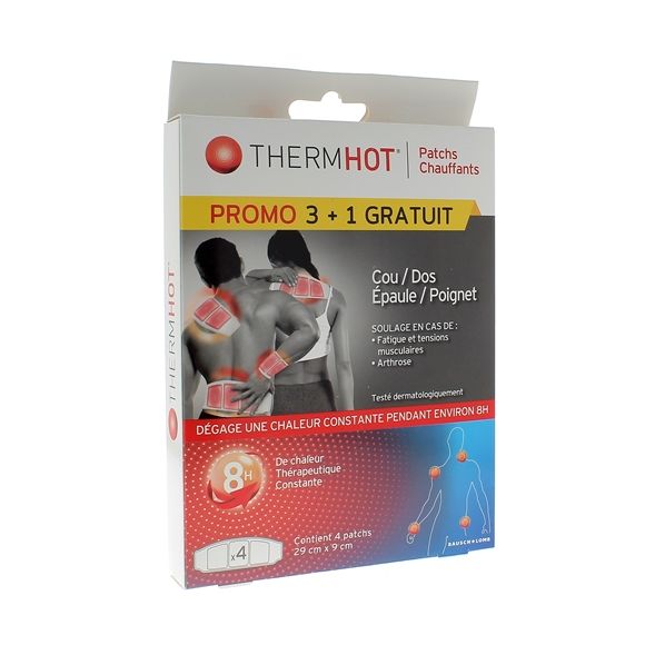 ThermHot Patchs chauffants cou/dos/épaule/poignet Therapearl - boîte de 3 patchs + 1 gratuit