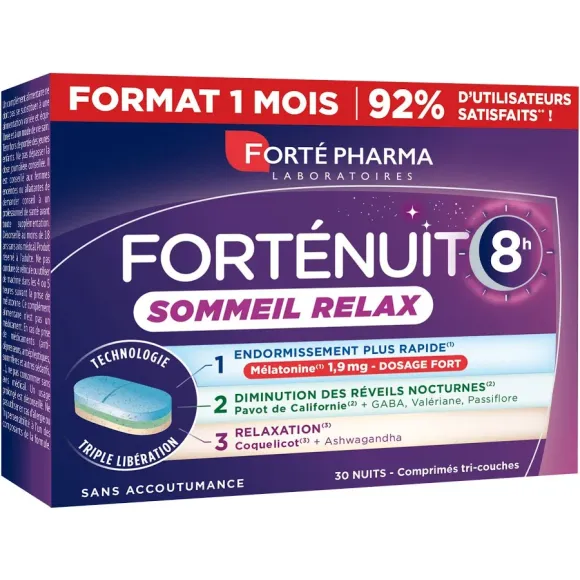 FortéNuit 8h sommeil relax FortéPharma - boîte de 30 comprimés