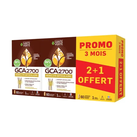 GCA 2700 mobilité articulaire Santé Verte - lot de 3 boites de 60 comprimés offre 2+1 mois offert