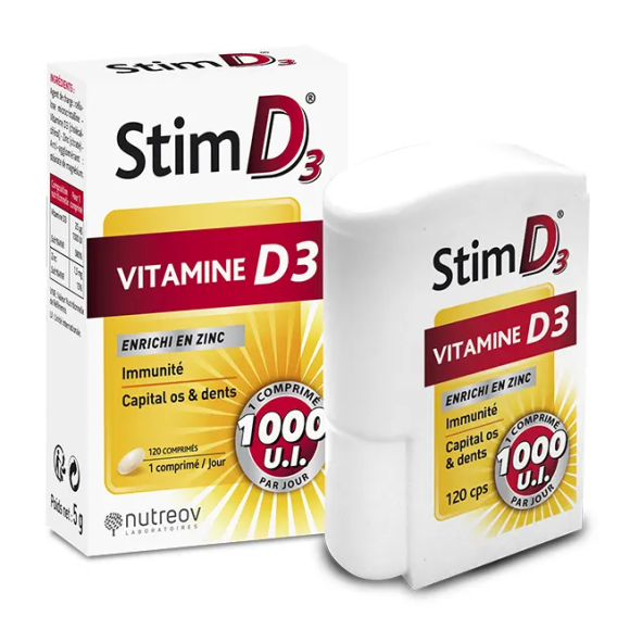 Stim D3 vitamine D3 + zinc Nutreov - boite de 120 comprimés