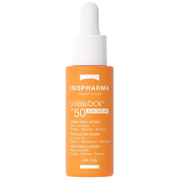 Uveblock SPF50 sérum triple action Isispharma - flacon-pipette de 28ml