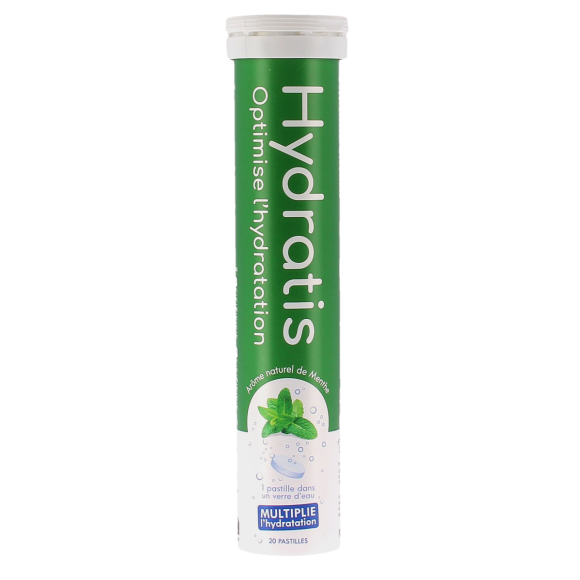 Solution d'hydratation goût menthe Hydratis - tube de 20 pastilles effervescentes 