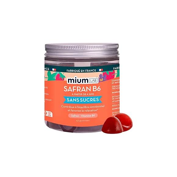 Safran B6 goût fraise Mium Lab - pot de 42 gummies