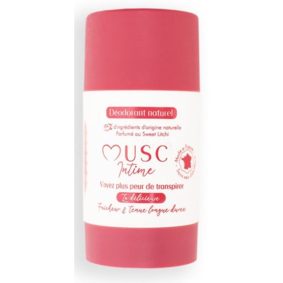 Déodorant naturel au sweet litchi la délicieuse Musc Intime - roll-on de 50g