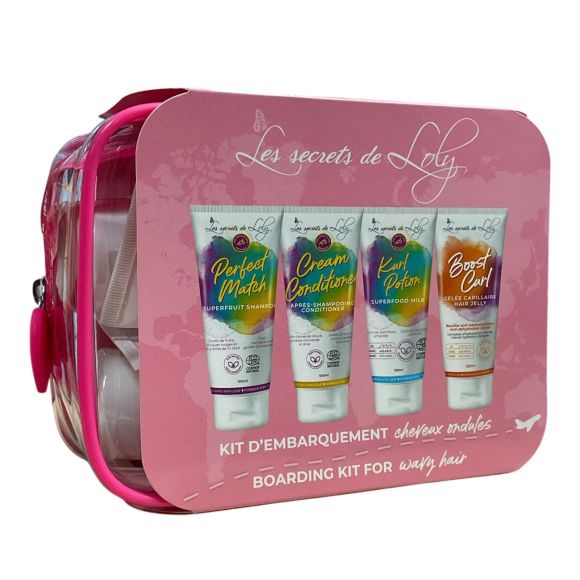 Trousse de voyage cheveux ondulés Les secrets de Loly - trousse de 4 produits