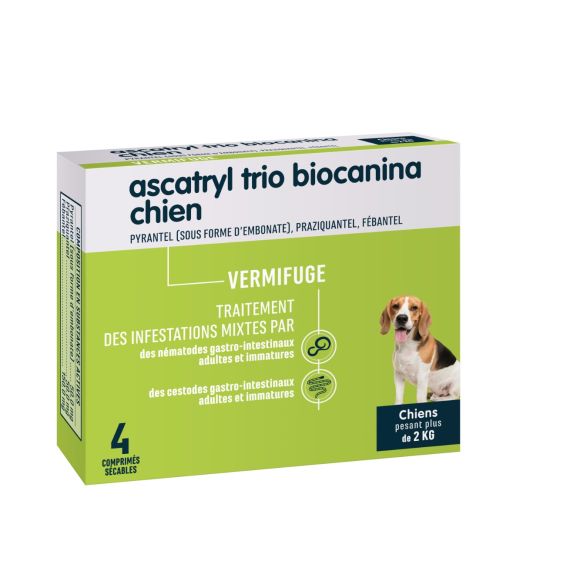 Ascatryl trio vermifuge Biocanina - boîte de 4 comprimés