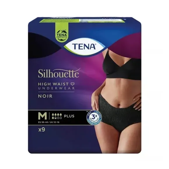 Lady silhouette plus slip taille haute noir taille M Tena - paquet de 9 protections