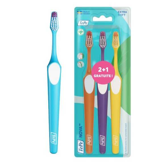 Brosse à dents Nova extra souple TePe - 3 brosses à dents
