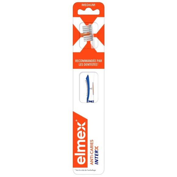 Brosse à dents anti-caries InterX medium Elmex - une brosse à dents