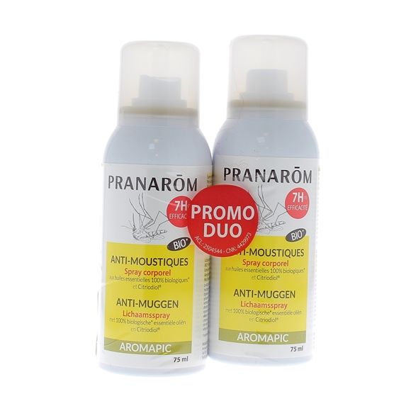 Aromapic Spray corps anti-moustique Pranarôm - lot de 2 sprays de 75 ml