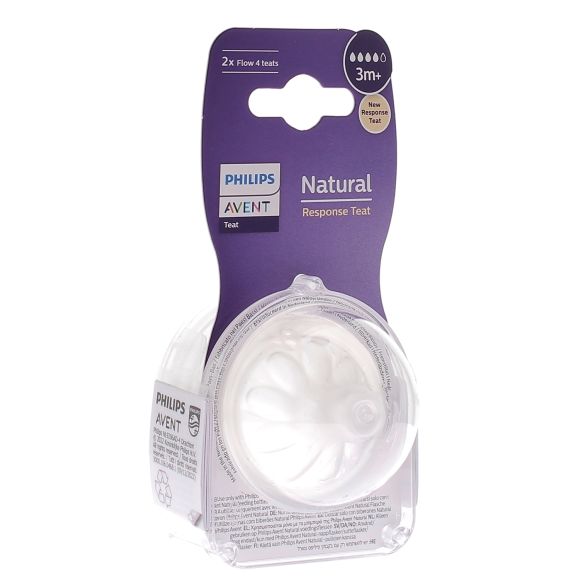 Natural Response Tétine 3 trous débit moyen 3 mois+ Avent - 2 tétines