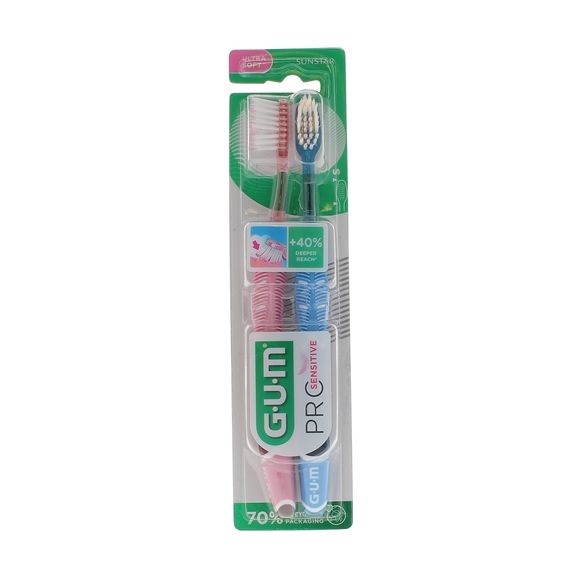 Brosse à dents Pro sensitive ultra soft GUM - lot de 2 brosses à dents