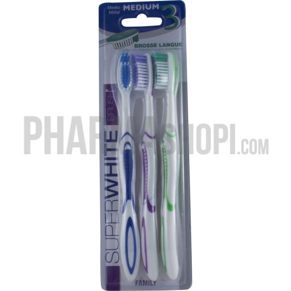 Brosse à dents medium Superwhite - 3 brosses à dents