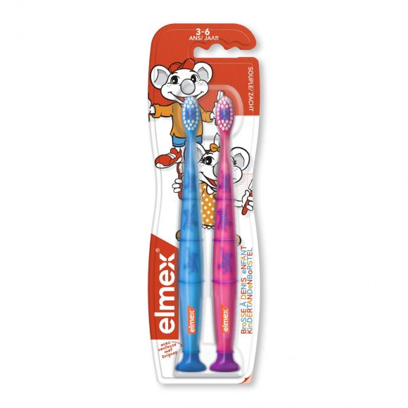 Brosse à dents souple enfant 3-6 ans Elmex - lot de 2 brosses à dents