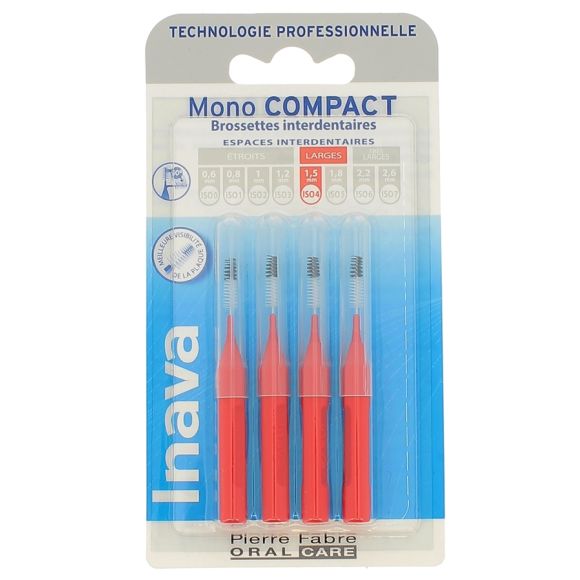 Brossettes interdentaires Mono compact 1.5 mm ISO4 Inava - 4 brossettes interdentaires