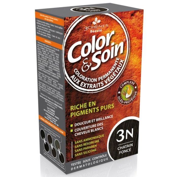 Color & soin coloration permanente Châtain foncé 3N Les 3 chênes - 1 kit