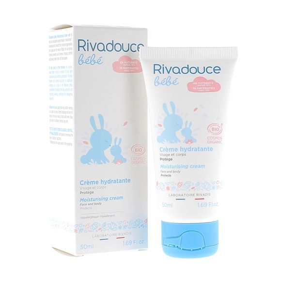 Crème hydratante bio visage et corps bébé Rivadouce - tube de 50 ml