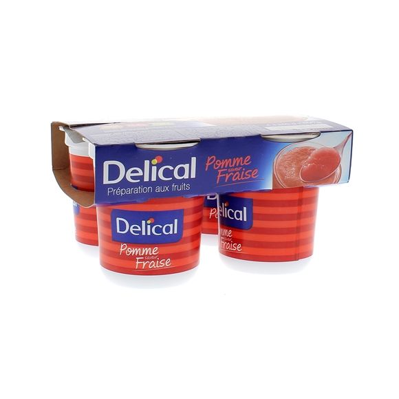 Nutra'pote Dessert aux fruits pomme fraise Delical - lot de 4 pots de 200g