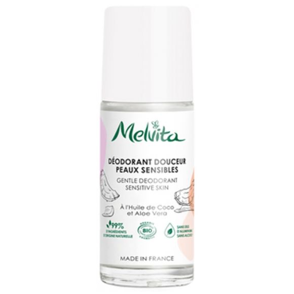 Déodorant douceur peaux sensibles bio Melvita - roll-on de 50 ml