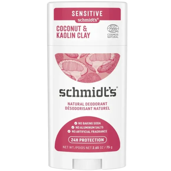 Déodorant peaux sensibles argile et noix de coco Schmidt's - stick de 75g