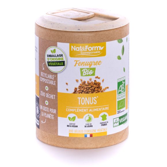 Fenugrec bio tonus Nat&Form - boite de 200 gélules