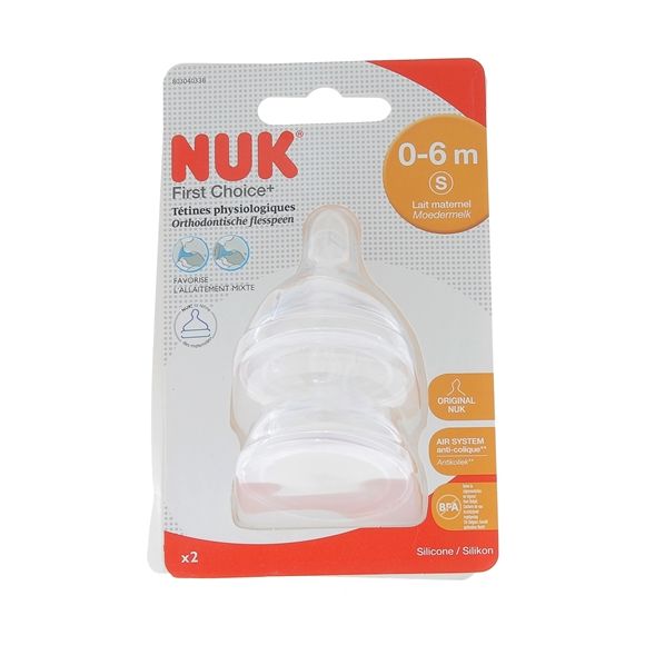 First Choice + Tétines physiologiques 0-6 mois NUK - 2 sucettes