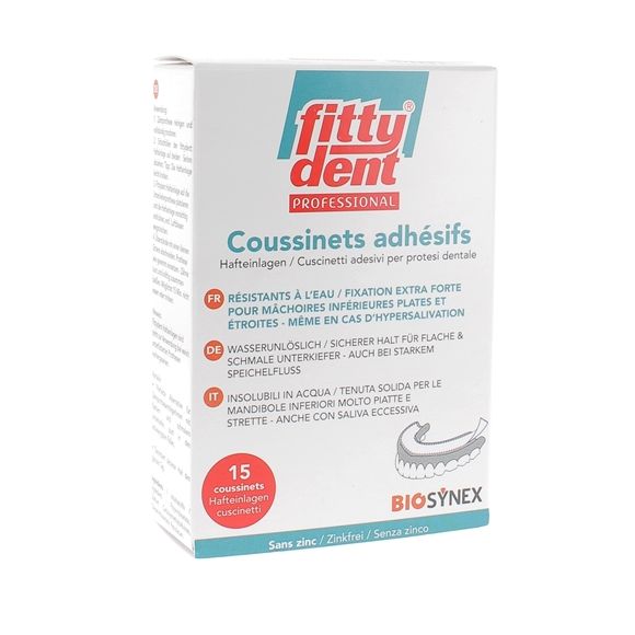 Fittydent Coussinets adhésifs pour prothèse inférieure - 15 coussinets