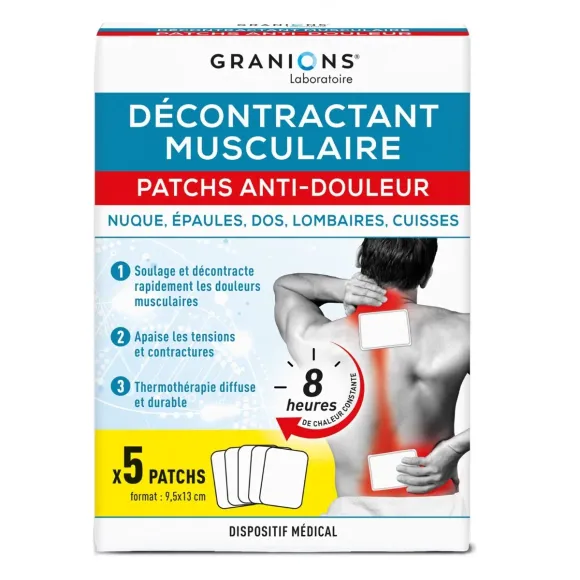 Patchs anti-douleur thermothérapie décontractant musculaire Granions - boite de 5 patchs