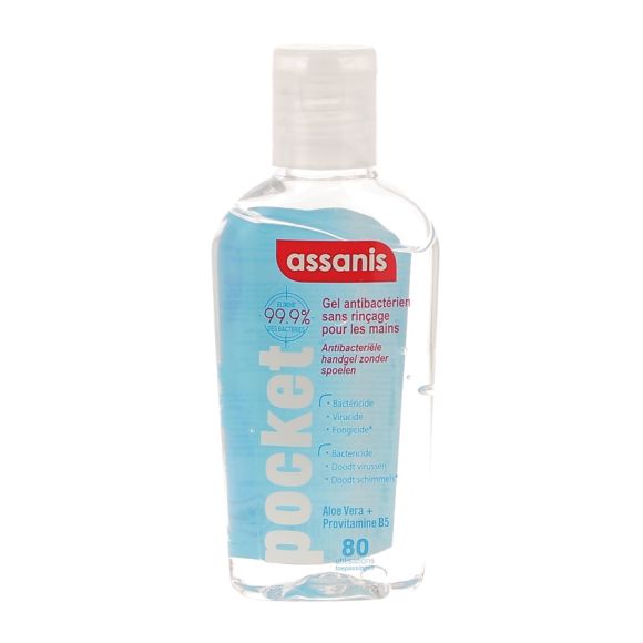 Gel antibactérien pocket sans rinçage pour les mains Assanis - tube de 80ml
