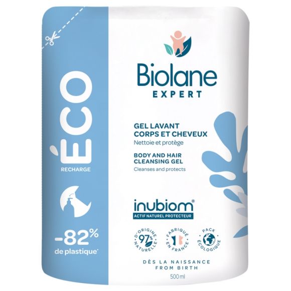 Gel lavant corps et cheveux éco-recharge Biolane - recharge de 500ml